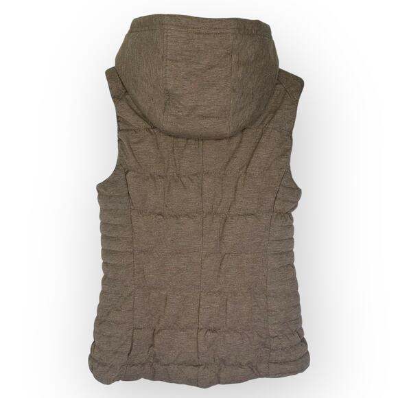 Be by Blanc Noir Women's Jersey Puffer Vest S Heathered Brown Quilted Hooded - Picture 4 of 8